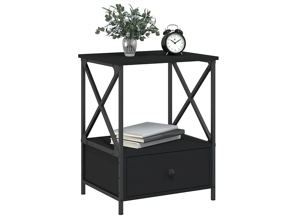 2er-Set Nachttische Nachtschrank Schwarz 50x41x65 cm Holzwerkstoff -RN59704