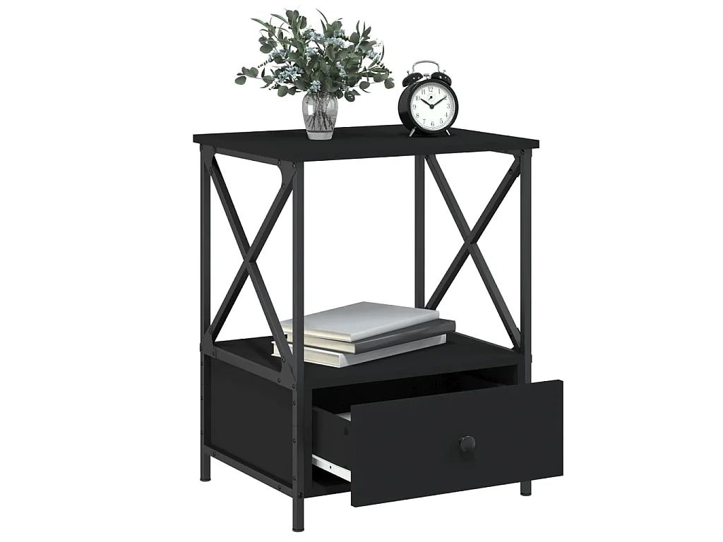 2er-Set Nachttische Nachtschrank Schwarz 50x41x65 cm Holzwerkstoff -RN59704