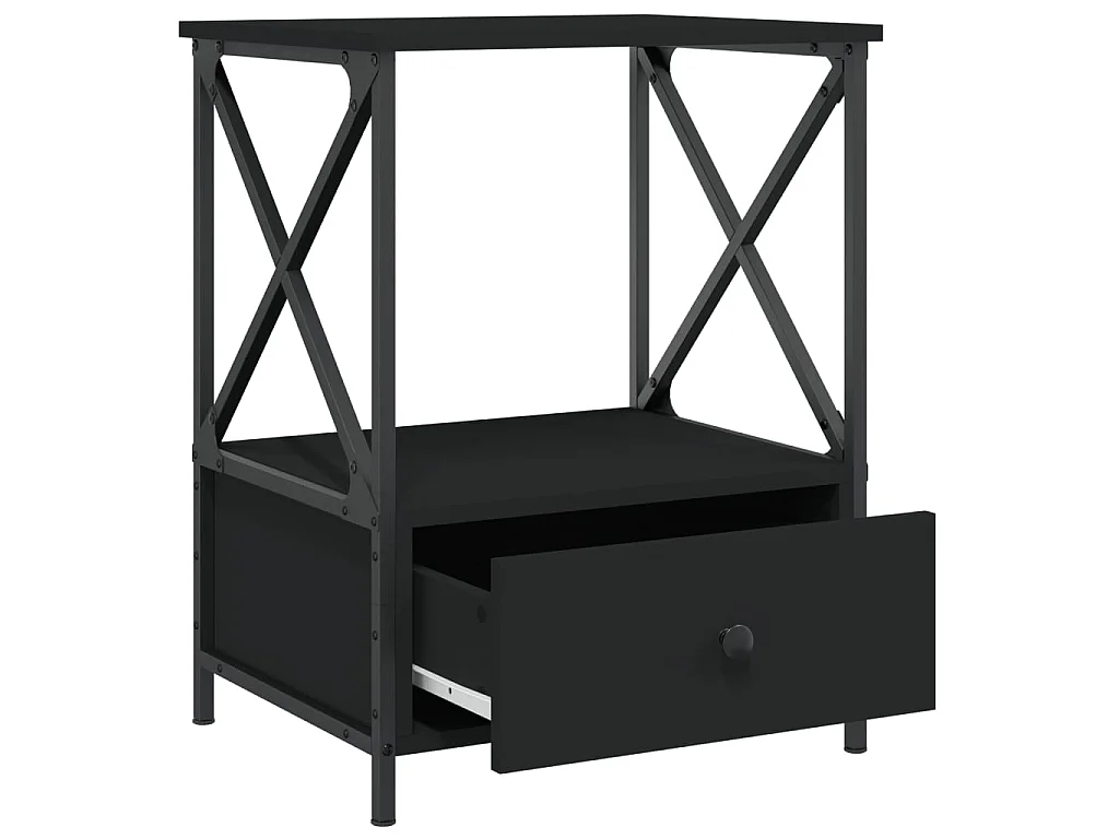 2er-Set Nachttische Nachtschrank Schwarz 50x41x65 cm Holzwerkstoff -RN59704