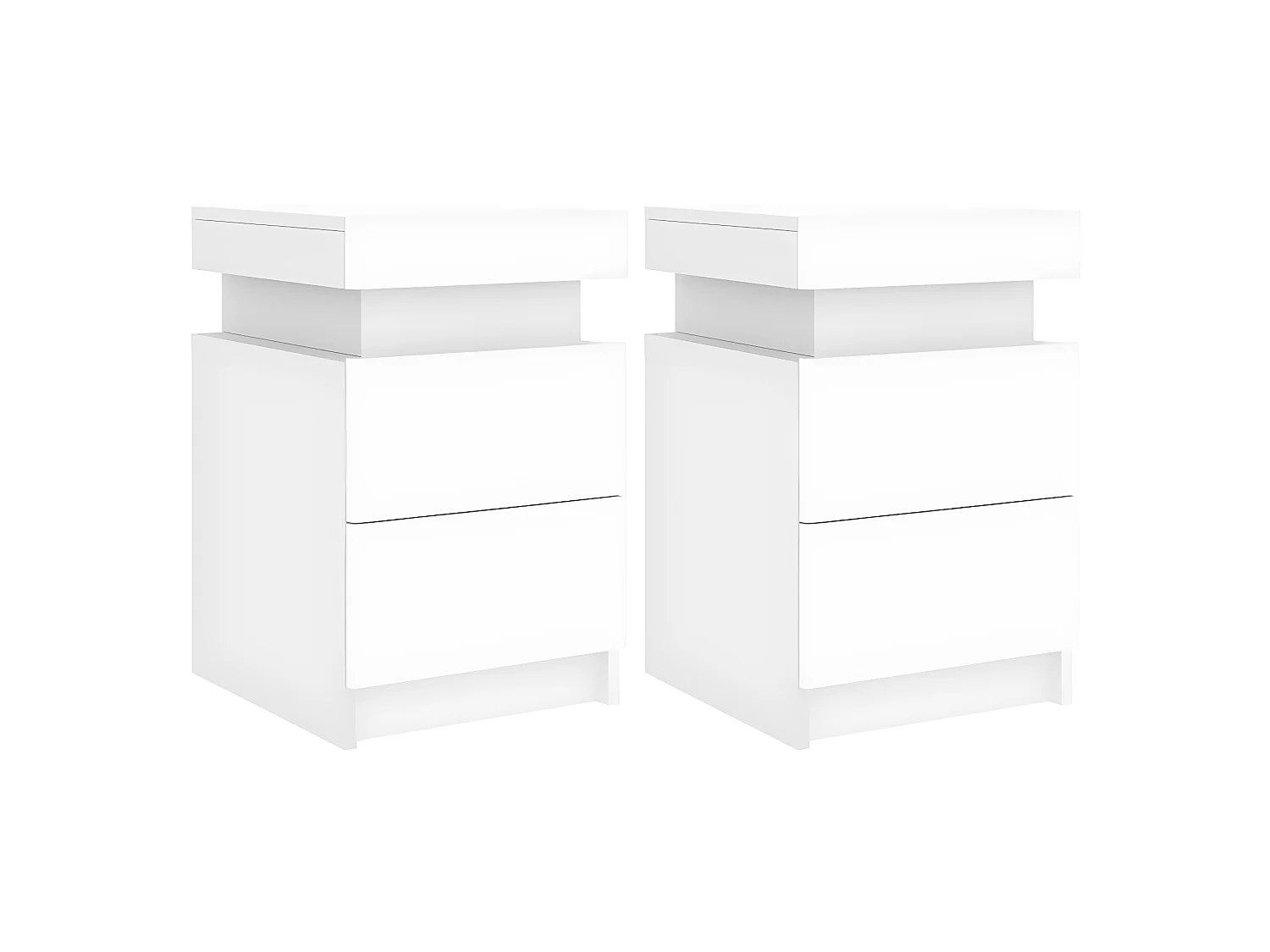 2er-Set Nachttische Nachtschrank mit LED-Leuchten Weiß 35x39x55 cm -RN17719