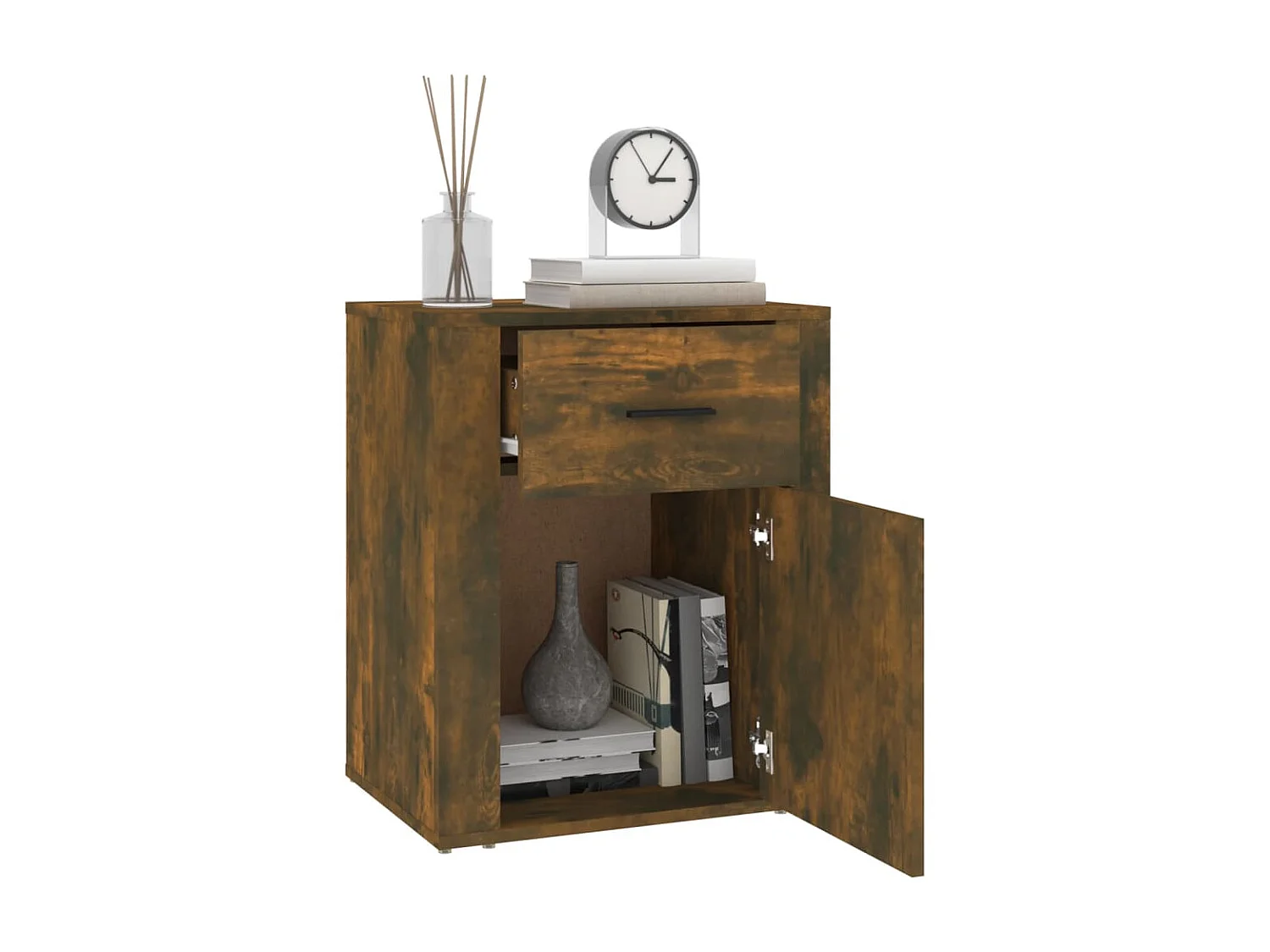 Nachttisch Nachtschrank Räuchereiche 50x36x60 cm Holzwerkstoff -RN80945