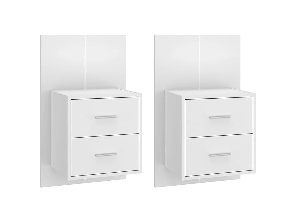 2er-Set Wand-Nachttische Nachtschrank Weiß -RN42140