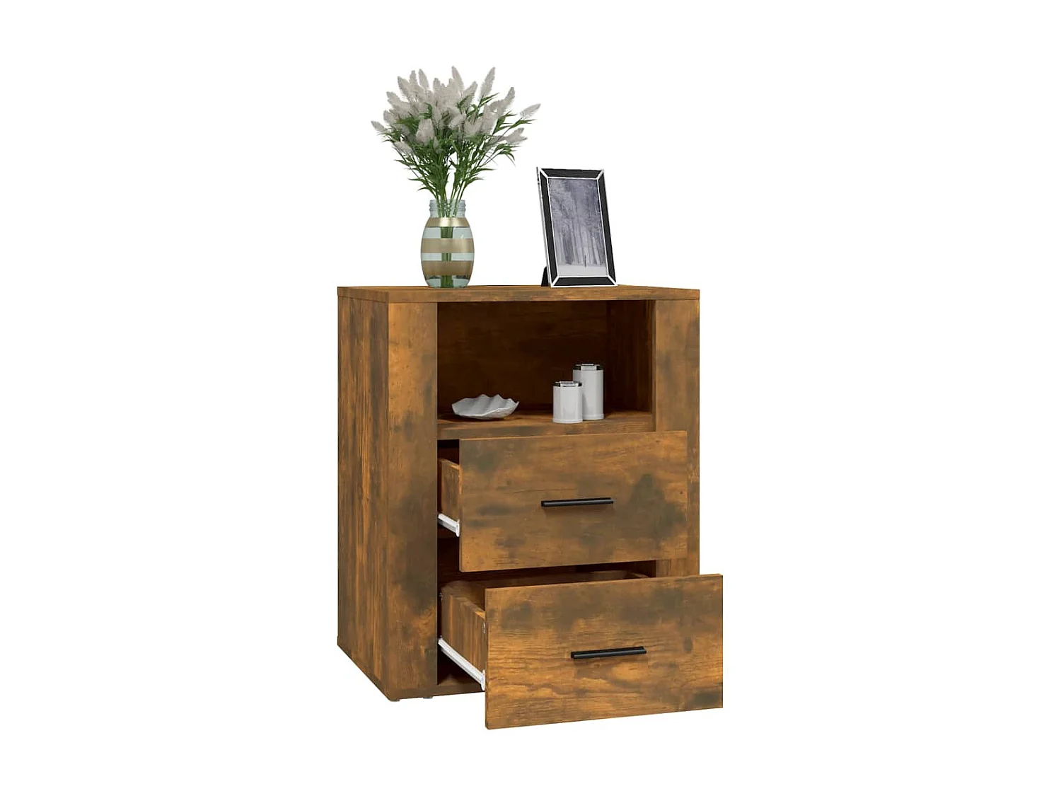 Nachttisch Nachtschrank Räuchereiche 50x36x60 cm Holzwerkstoff -RN58352