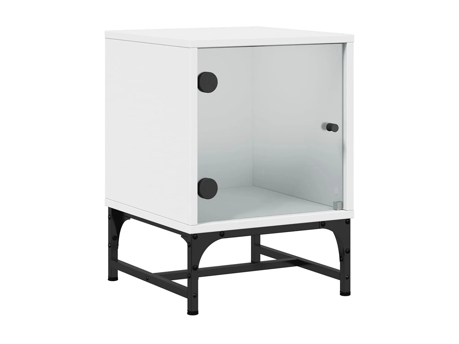 Nachttisch Nachtschrank mit Glastür Weiß 35x37x50 cm -RN46134