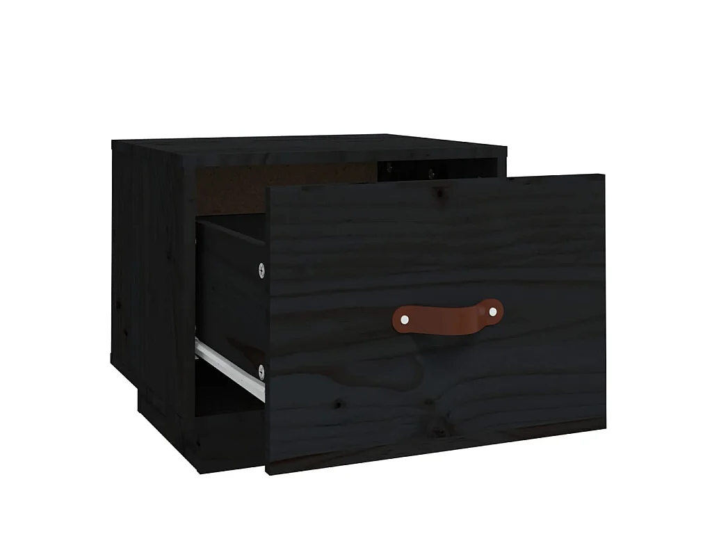 2er-Set Nachttische Nachtschrank Schwarz 40x34x35 cm Massivholz Kiefer -RN80019