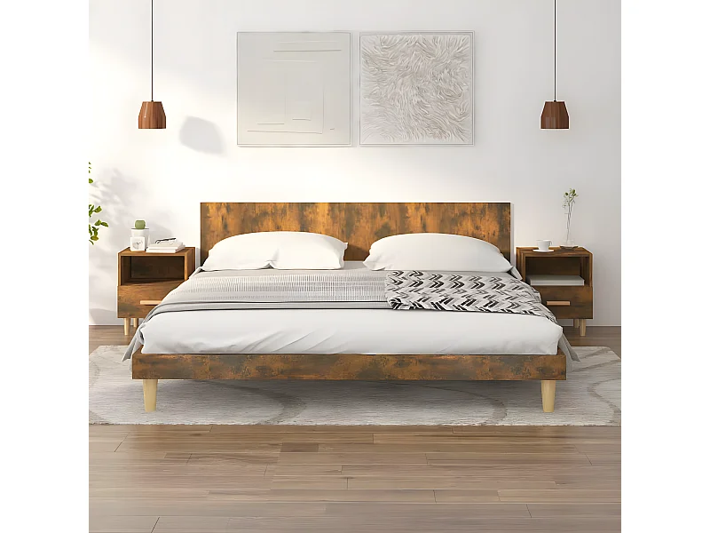 2er-Set Nachttische Nachtschrank Räuchereiche 40x35x47 cm -RN89275