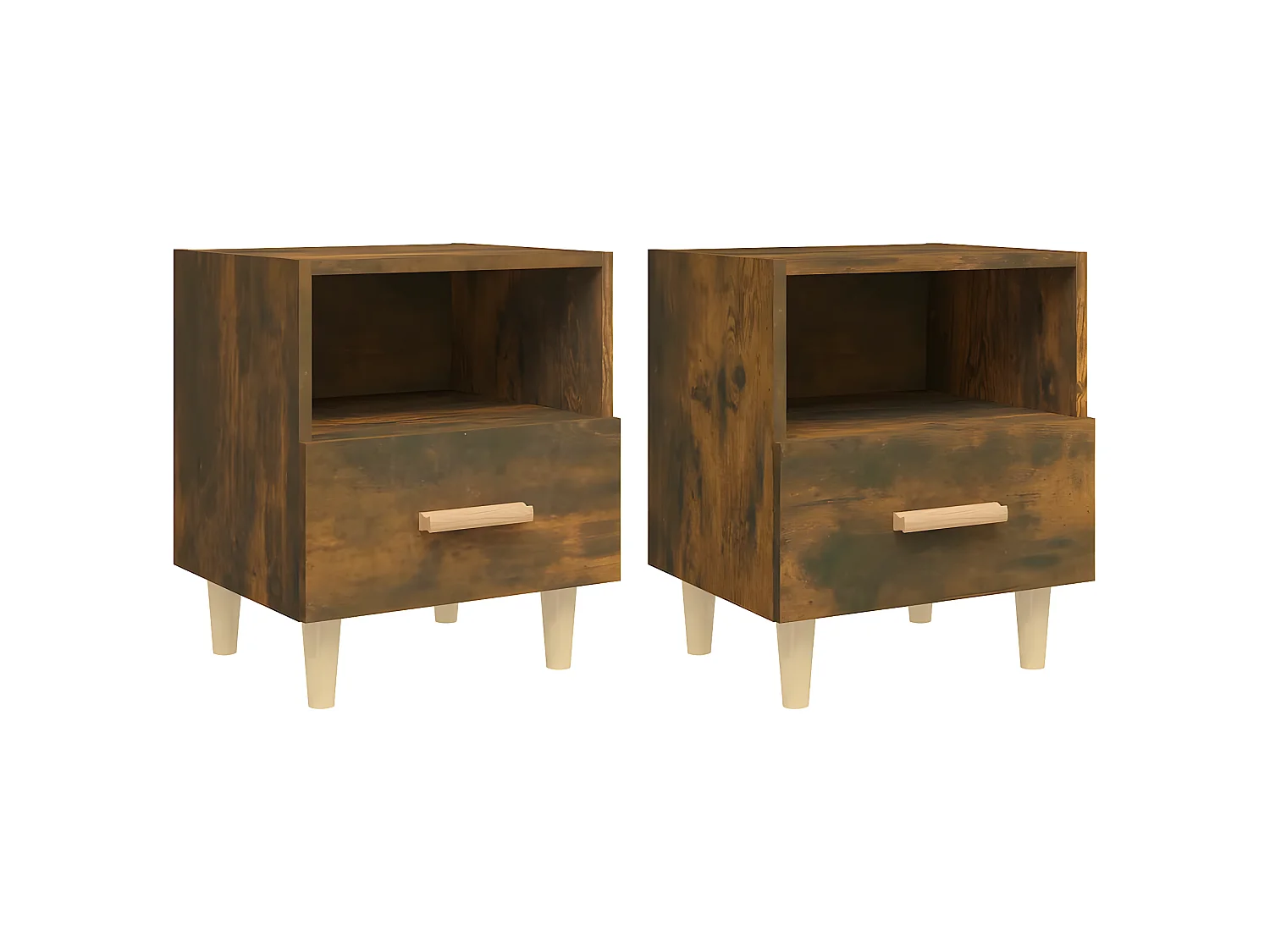 2er-Set Nachttische Nachtschrank Räuchereiche 40x35x47 cm -RN89275