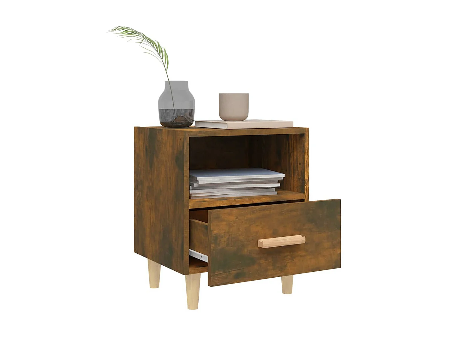 2er-Set Nachttische Nachtschrank Räuchereiche 40x35x47 cm -RN89275