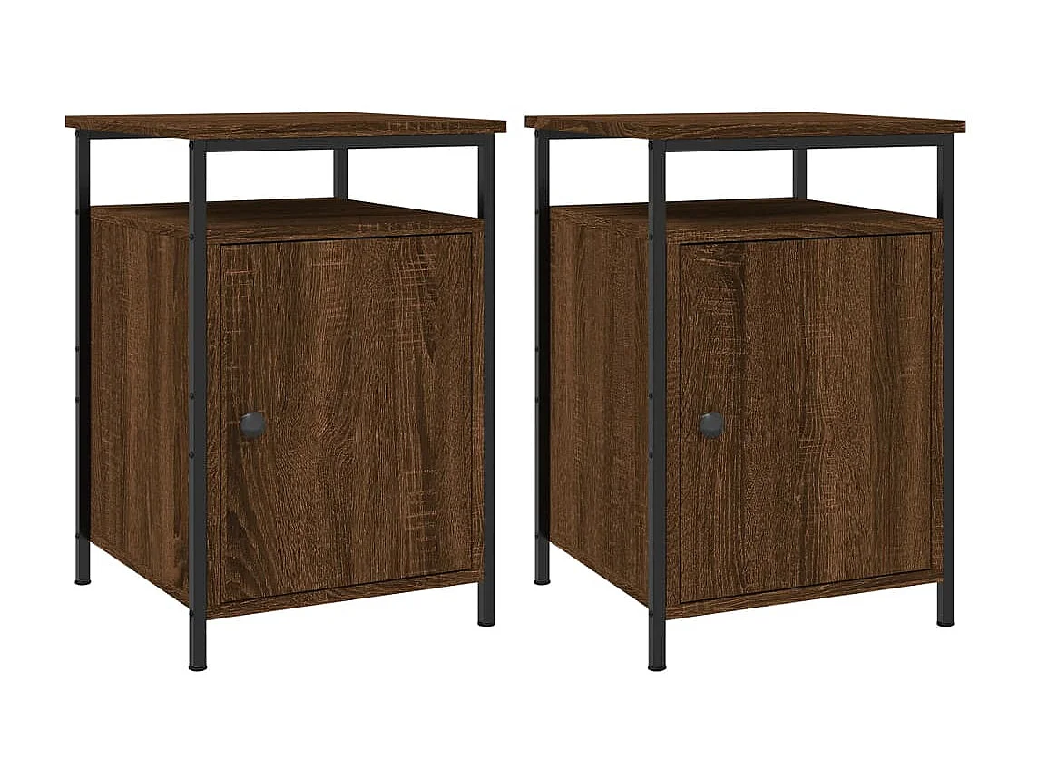 2er-Set Nachttische Nachtschrank Braun Eichen-Optik 40x42x60 cm Holzwerkstoff -RN36904