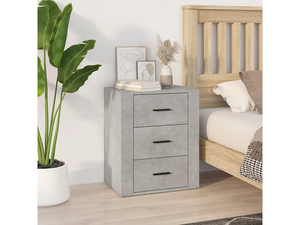 Nachttisch Betongrau Nachtschrank 50x36x60 cm Holzwerkstoff -RN38681