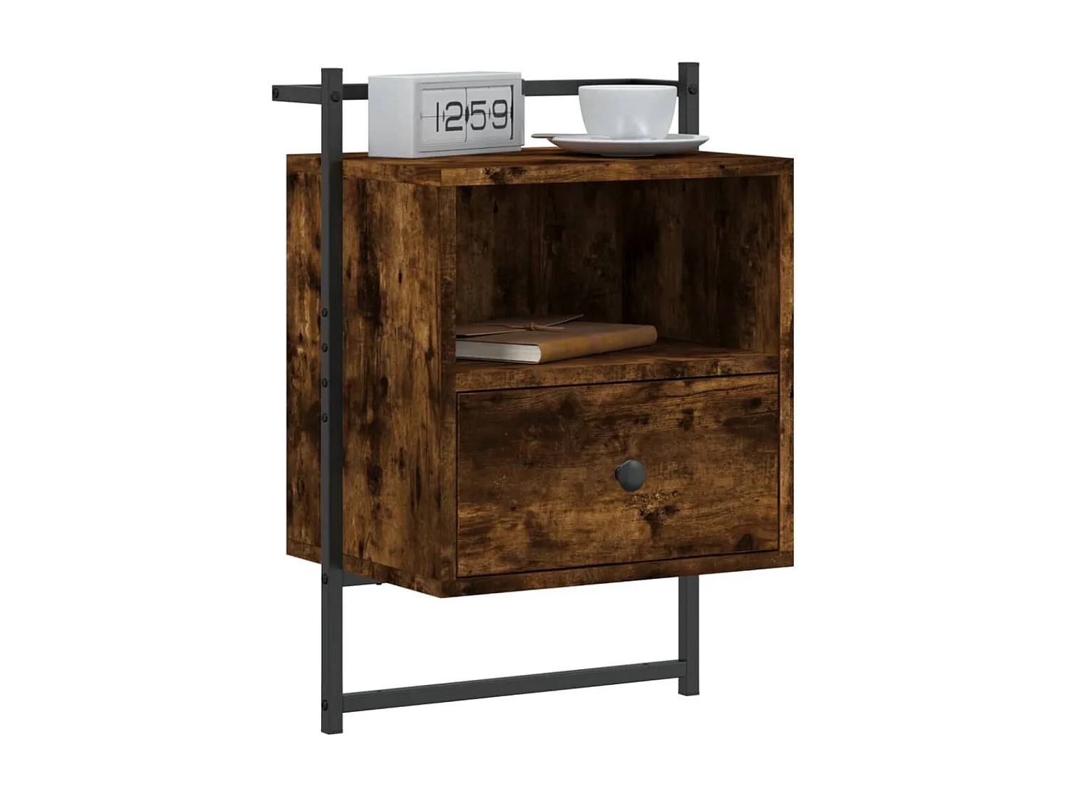 2er-Set Wand-Nachttische Nachtschrank Räuchereiche 40x30x61 cm Holzwerkstoff -RN32749