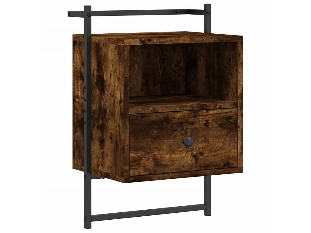 2er-Set Wand-Nachttische Nachtschrank Räuchereiche 40x30x61 cm Holzwerkstoff -RN32749