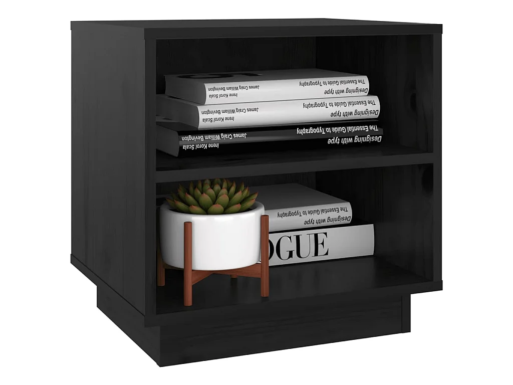 2er-Set Nachttische Nachtschrank Schwarz 40x34x40 cm Massivholz Kiefer -RN85972