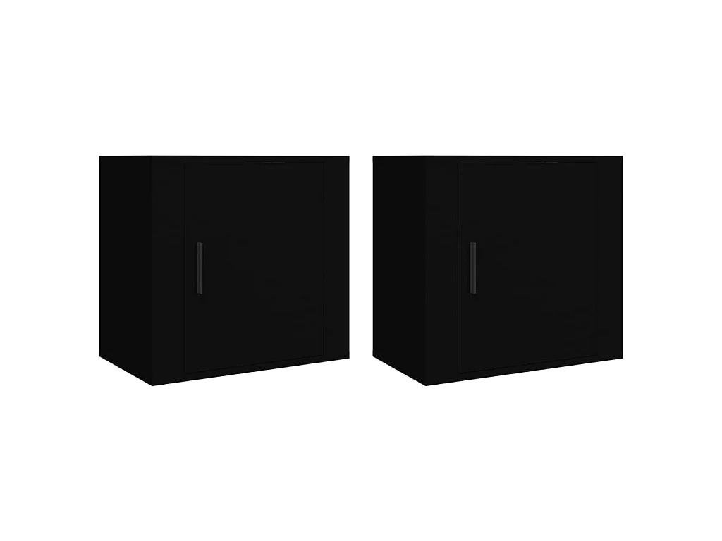 2er-Set Wand-Nachttische Nachtschrank Schwarz 50x30x47 cm -RN90262