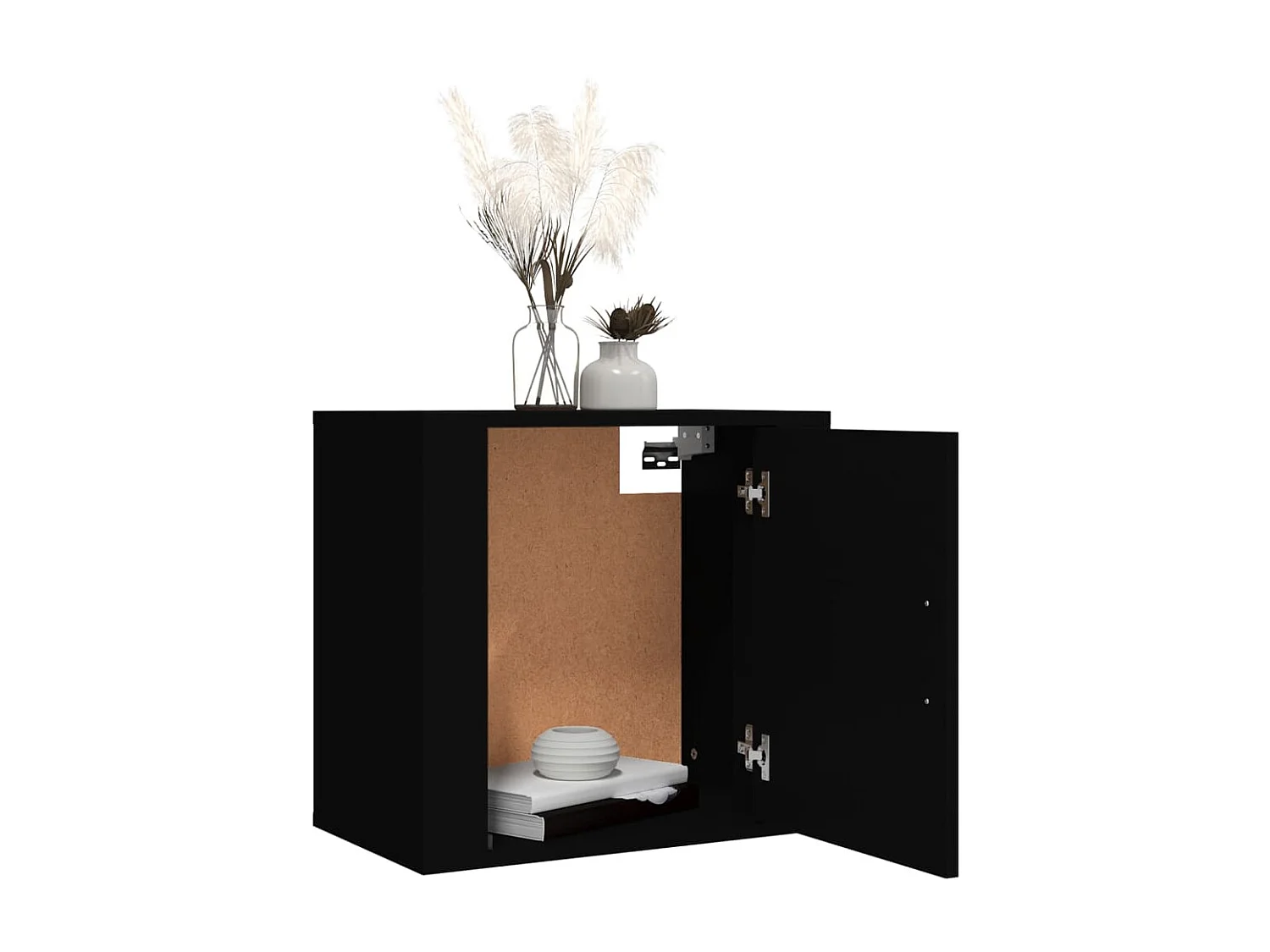 2er-Set Wand-Nachttische Nachtschrank Schwarz 50x30x47 cm -RN90262