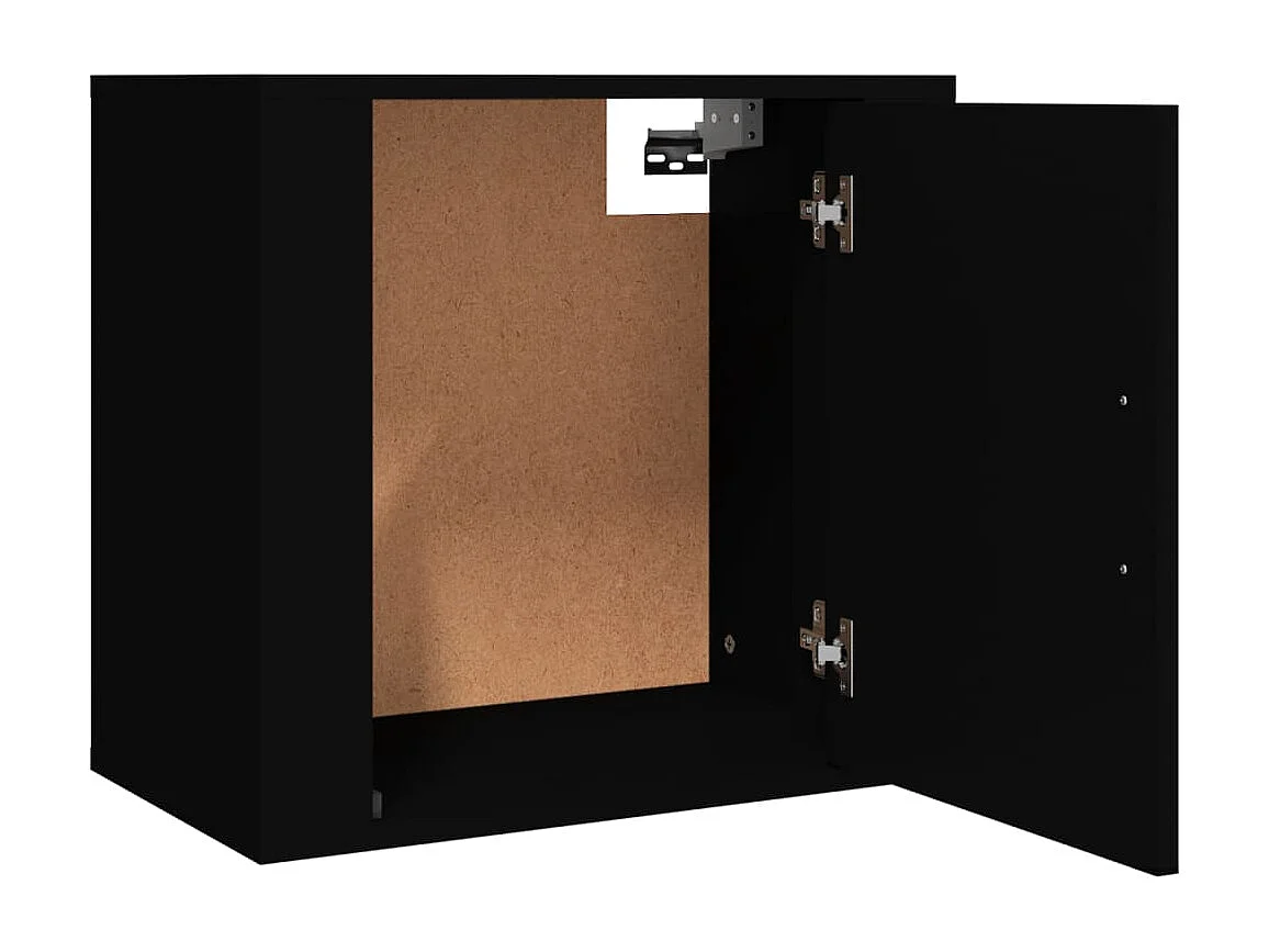 2er-Set Wand-Nachttische Nachtschrank Schwarz 50x30x47 cm -RN90262