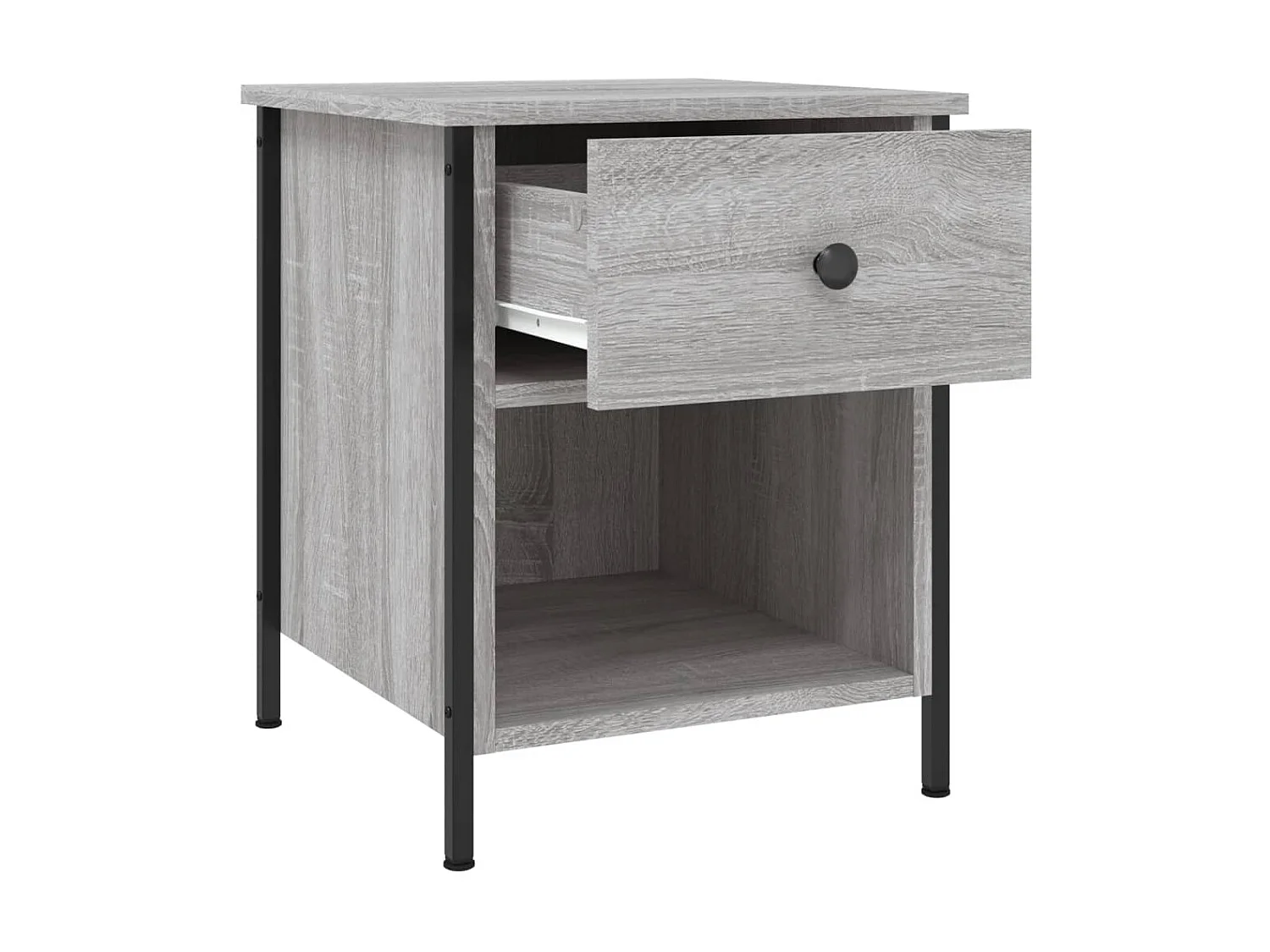 Nachttisch Grau Nachtschrank Sonoma-Eiche 40x42x50 cm Holzwerkstoff -RN46630