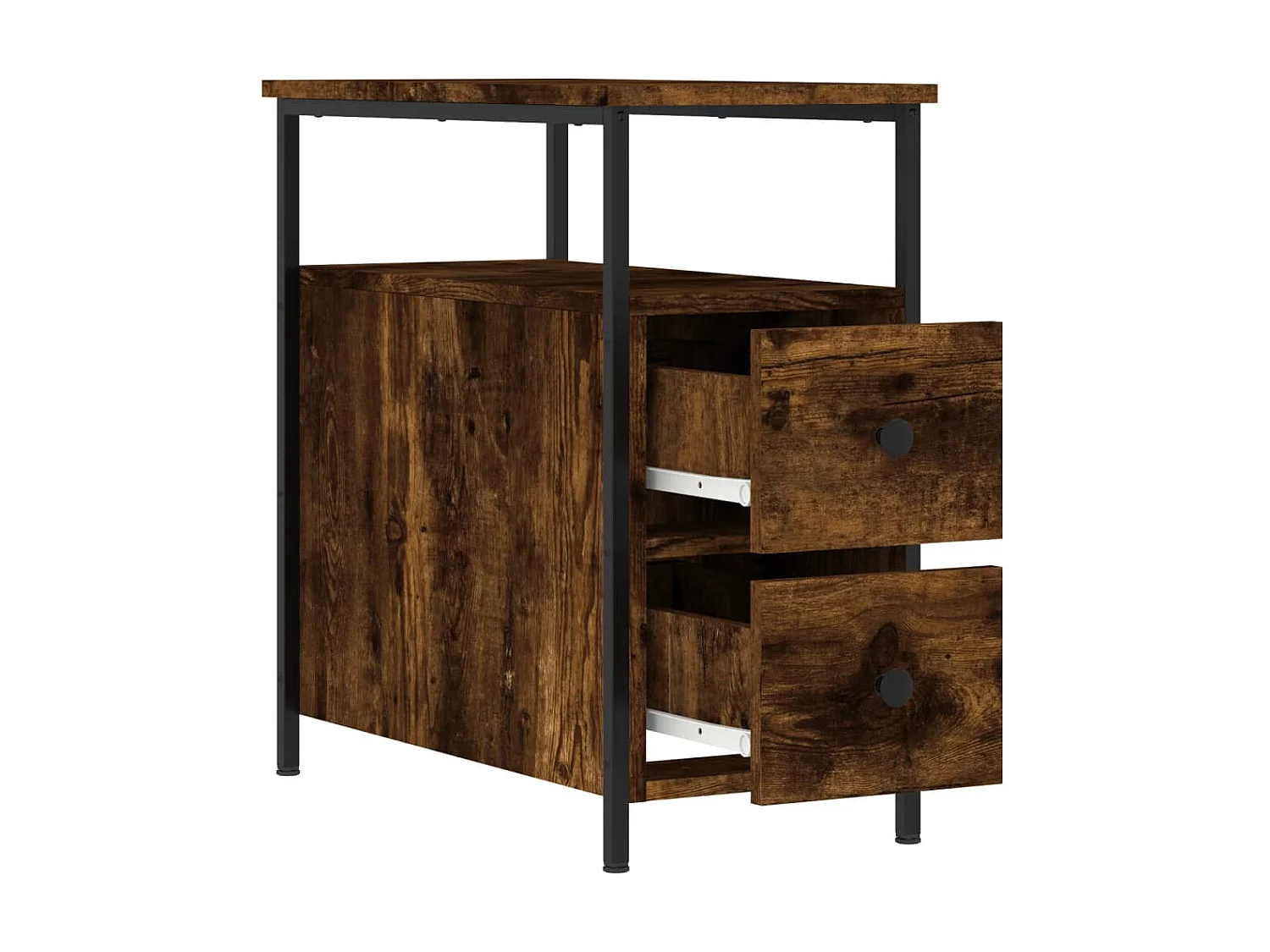 2er-Set Nachttische Nachtschrank Räuchereiche 30x60x60 cm Holzwerkstoff -RN74340