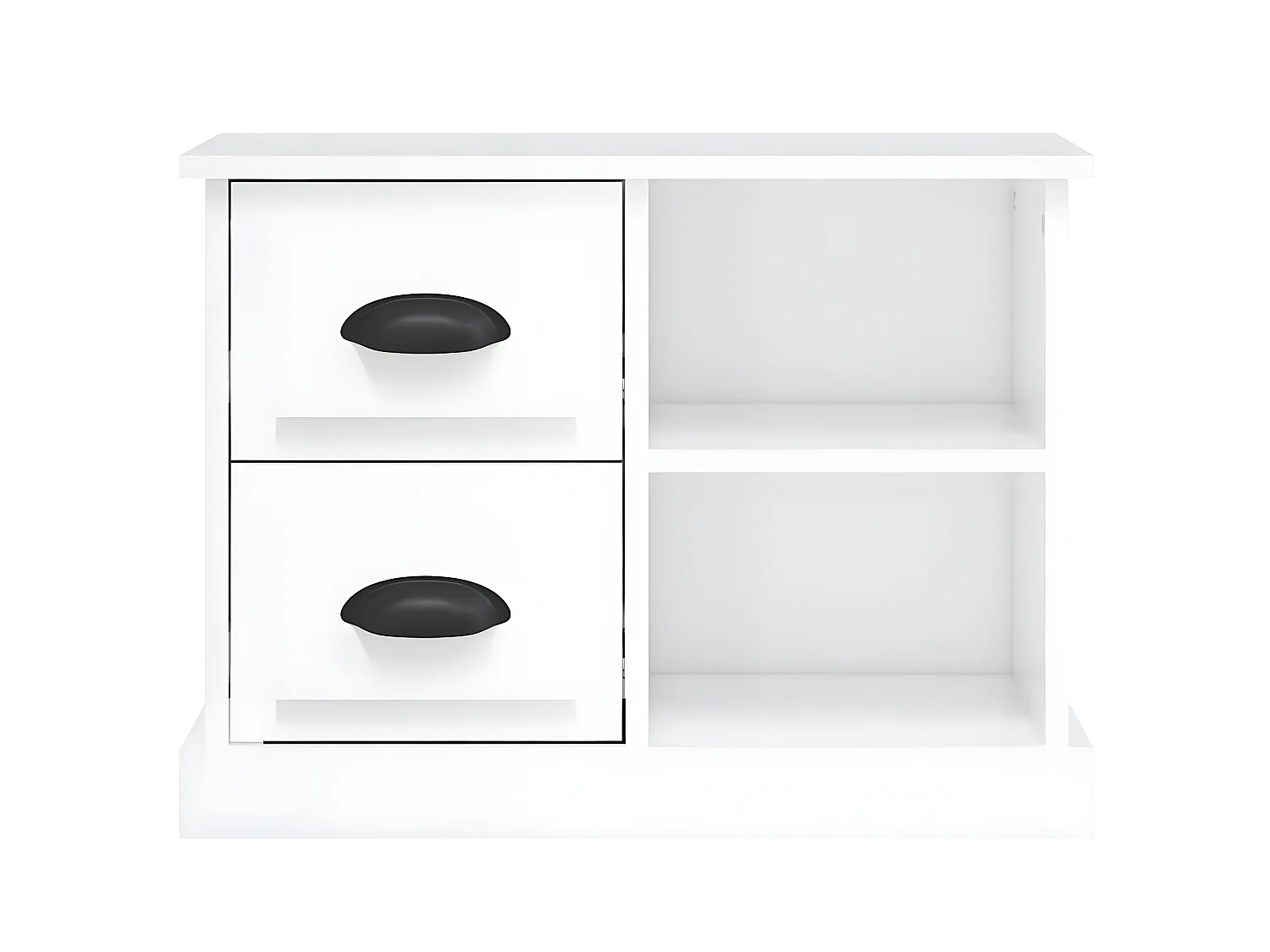 Nachttisch Nachtschrank Hochglanz-Weiß 60x35,5x45 cm -RN58325