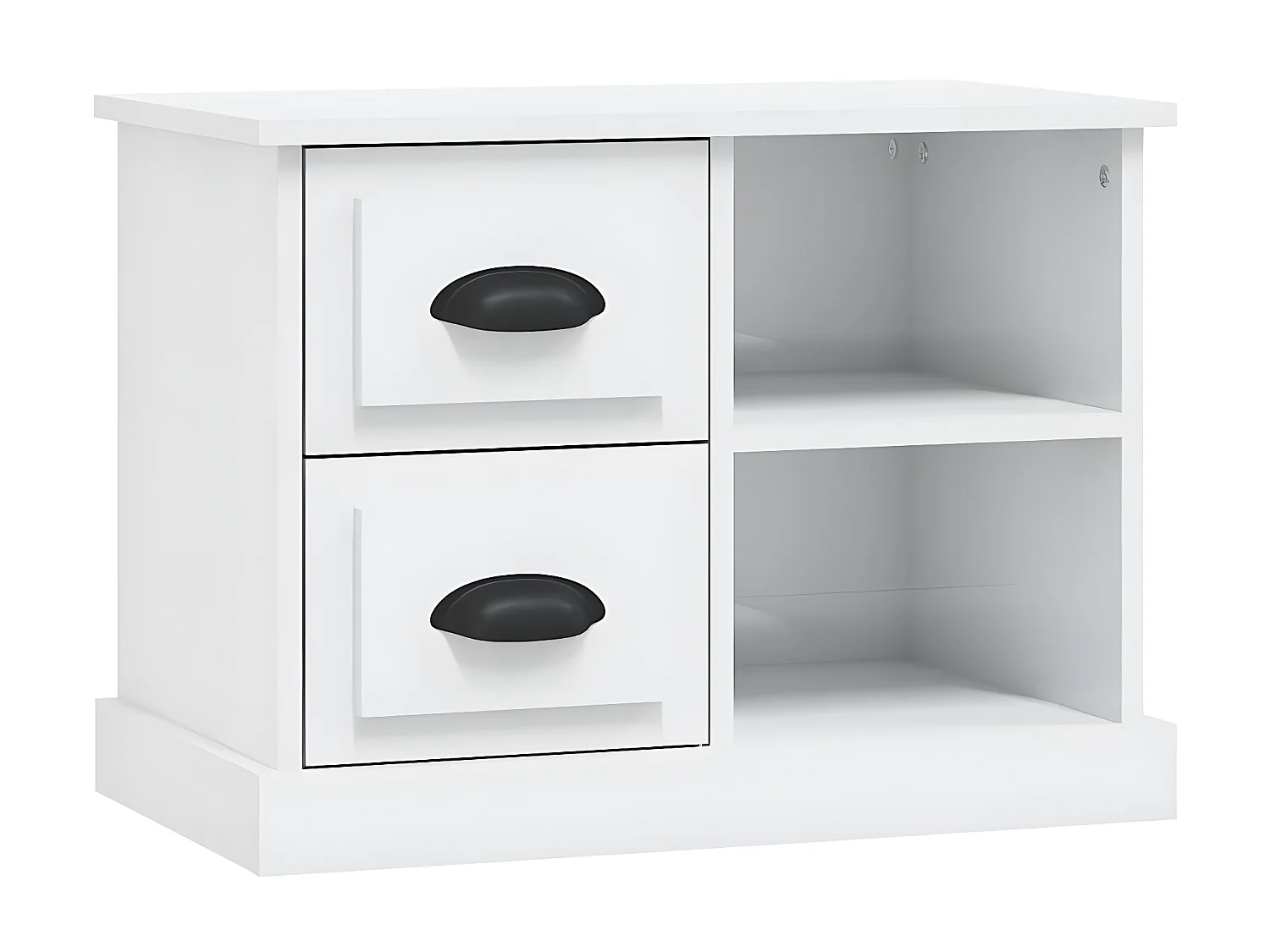 Nachttisch Nachtschrank Hochglanz-Weiß 60x35,5x45 cm -RN58325