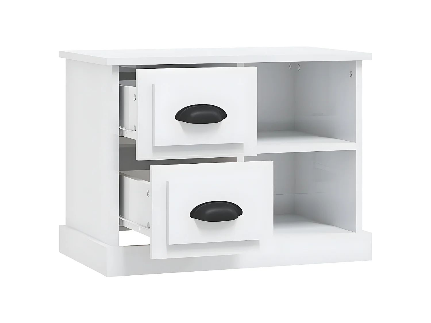 Nachttisch Nachtschrank Hochglanz-Weiß 60x35,5x45 cm -RN58325