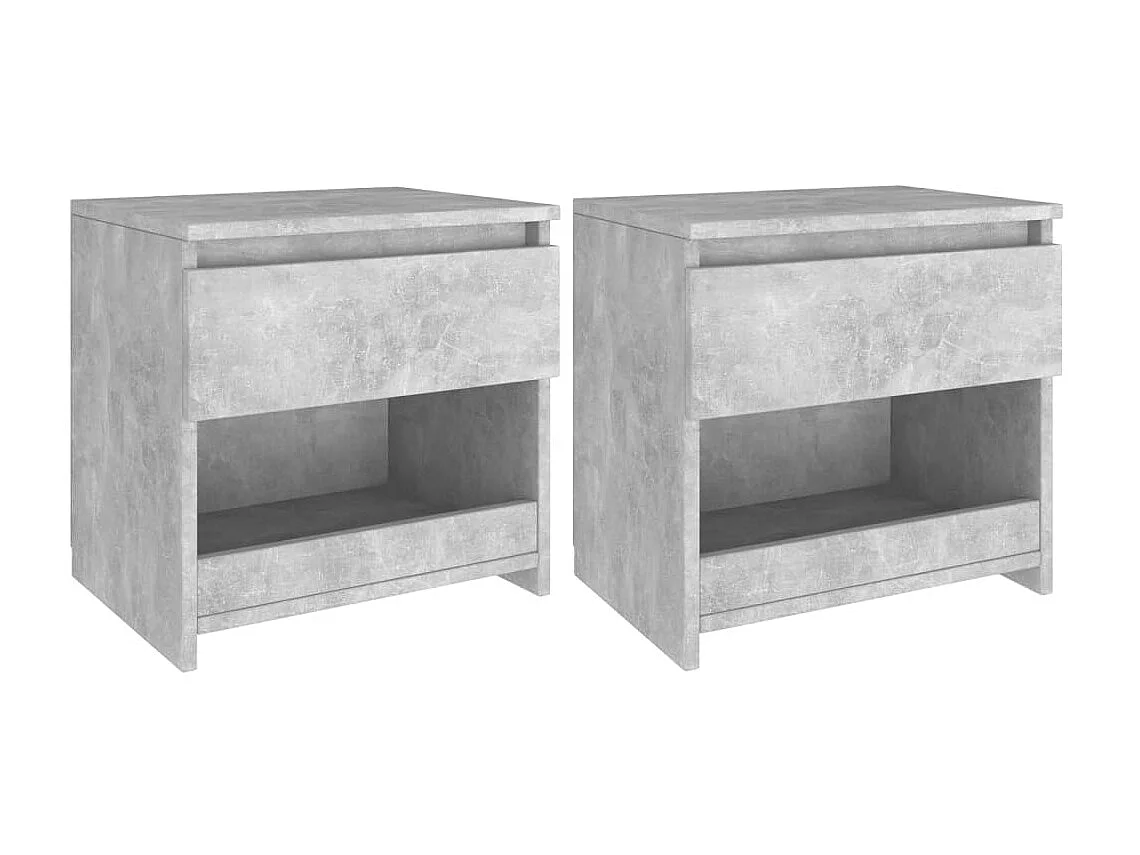 2er-Set Nachttische Nachtschrank Betongrau 40x30x39 cm Holzwerkstoff -RN82676