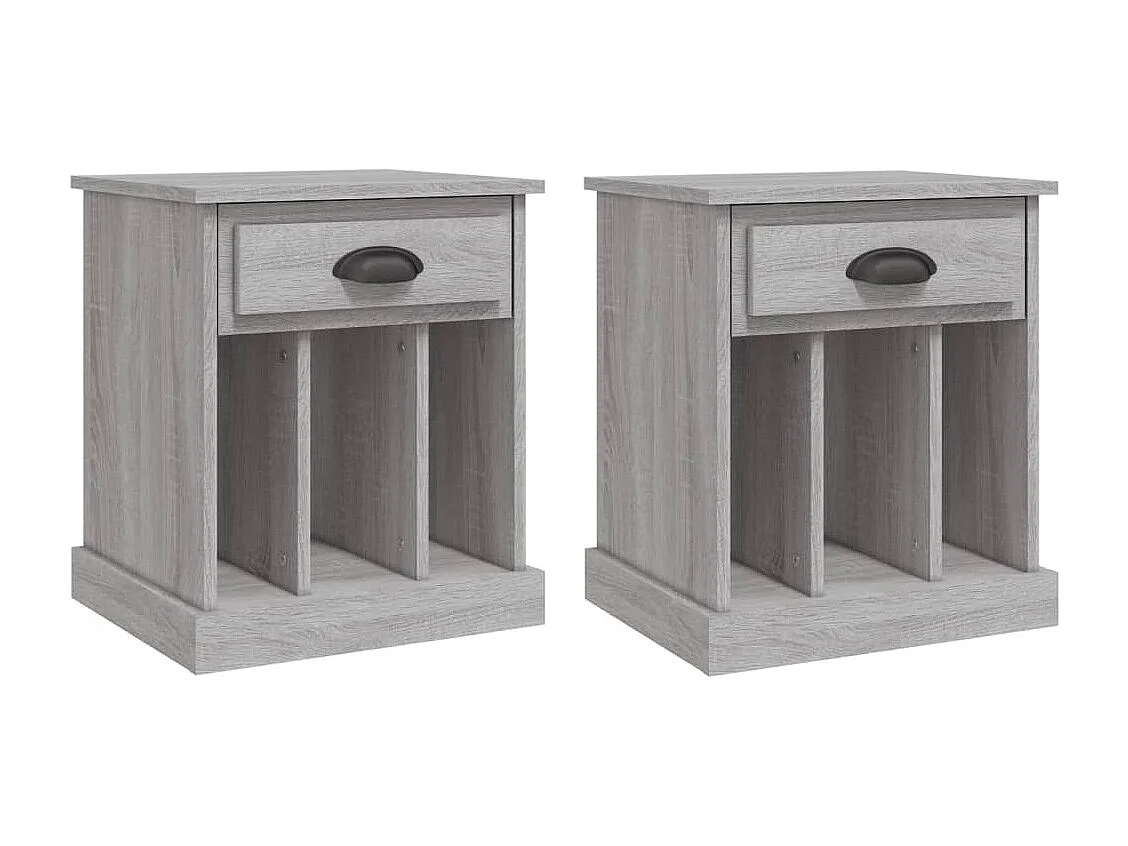 2er-Set Nachttische Nachtschrank Grau Sonoma 43x36x50 cm -RN91570