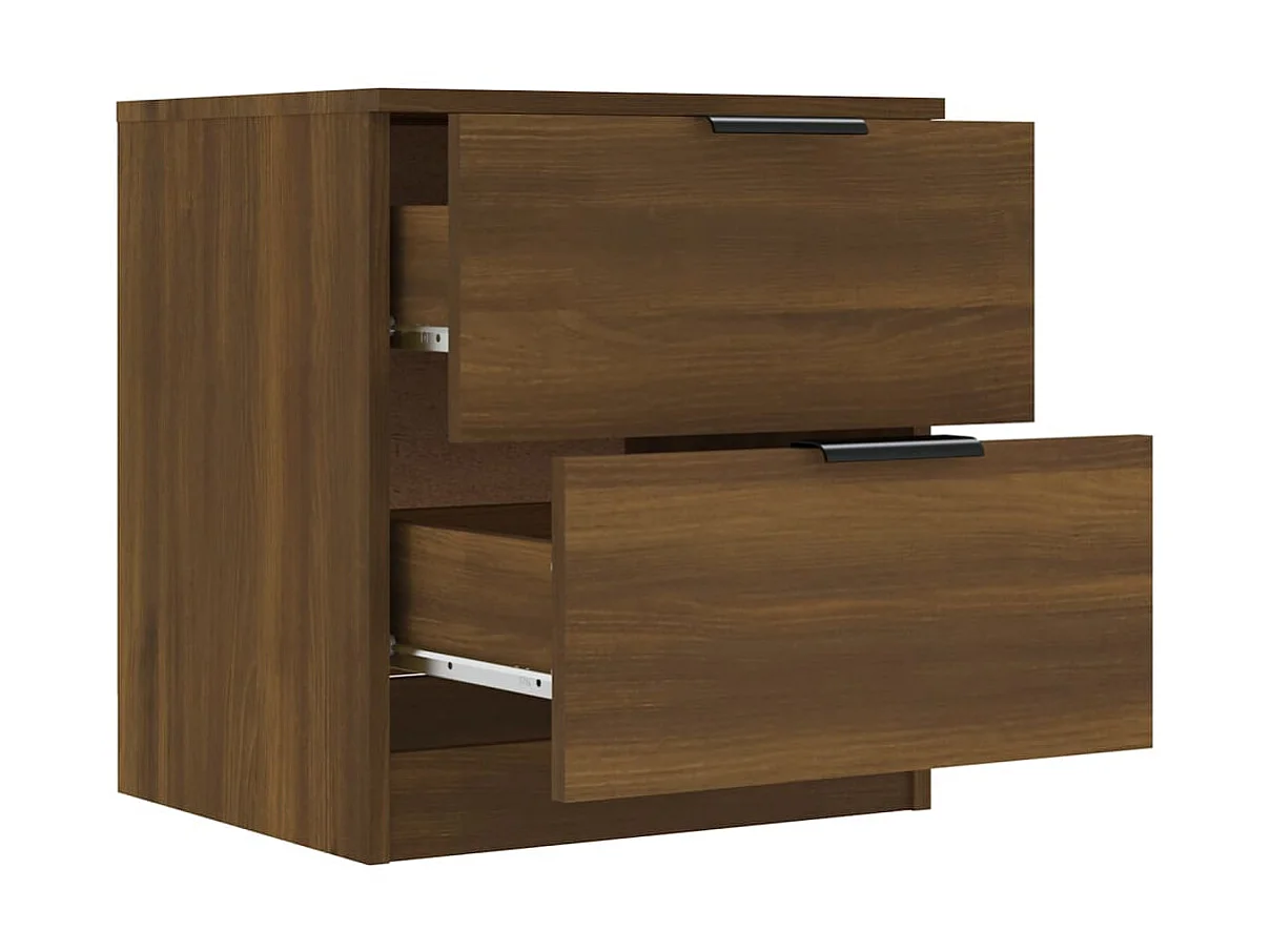 2er-Set Nachttische Nachtschrank Braun Eichen-Optik Holzwerkstoff -RN88542