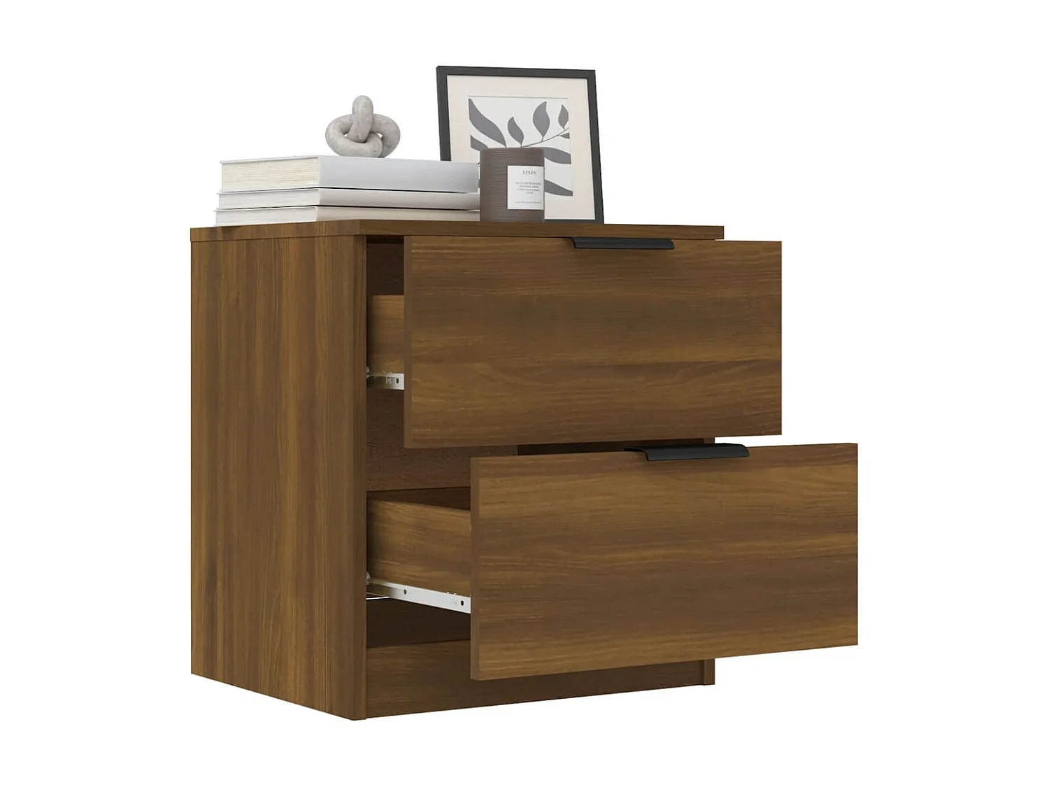 2er-Set Nachttische Nachtschrank Braun Eichen-Optik Holzwerkstoff -RN88542