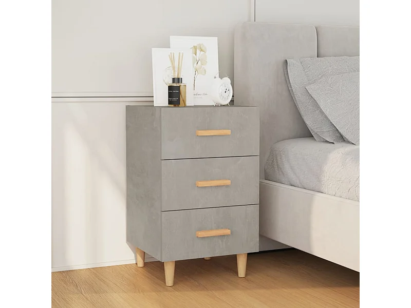 Nachttisch Betongrau Nachtschrank 40x40x66 cm Holzwerkstoff -RN67352