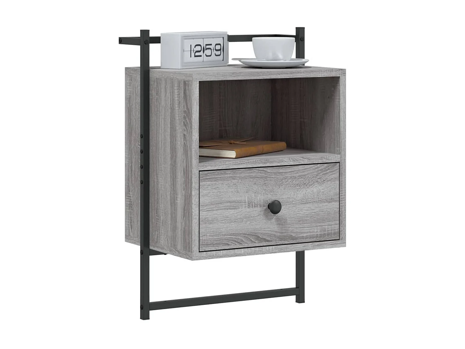 2er-Set Wand-Nachttische Nachtschrank Grau Sonoma 40x30x61 cm Holzwerkstoff -RN88205