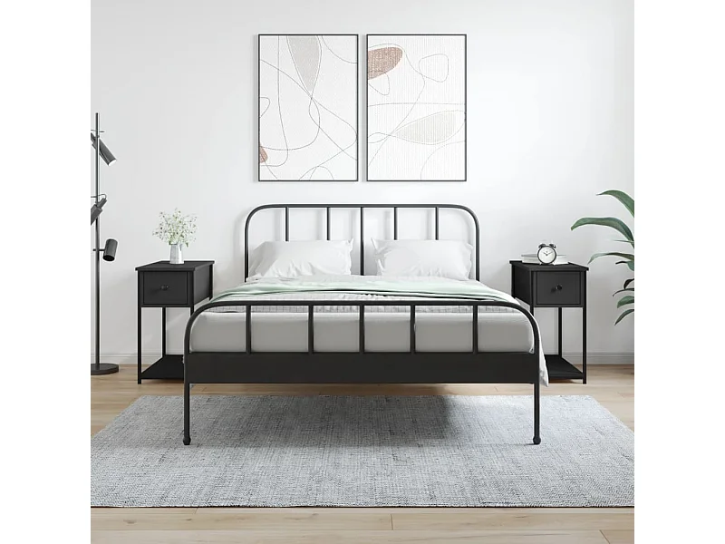 2er-Set Nachttische Nachtschrank Schwarz 30x60x60 cm Holzwerkstoff -RN82933