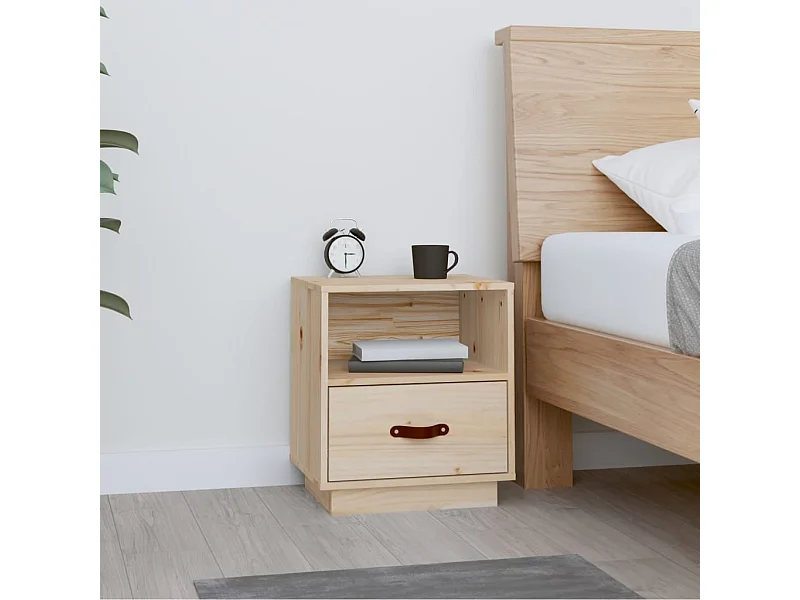Nachttisch Nachtschrank 40x34x45 cm Massivholz Kiefer -RN25327