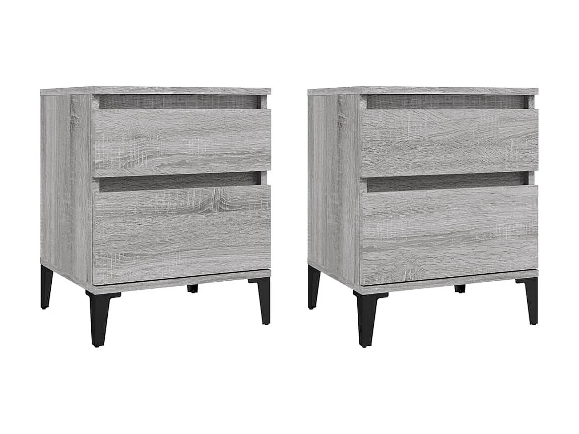 2er-Set Nachttische Nachtschrank Grau Sonoma 40x35x50 cm -RN47339