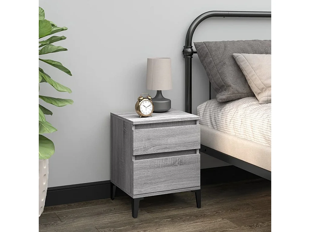 2er-Set Nachttische Nachtschrank Grau Sonoma 40x35x50 cm -RN47339