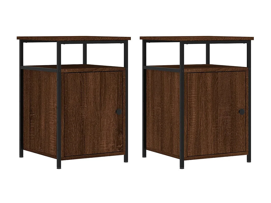 2er-Set Nachttische Nachtschrank Braun Eichen-Optik 40x42x60 cm Holzwerkstoff -RN41654