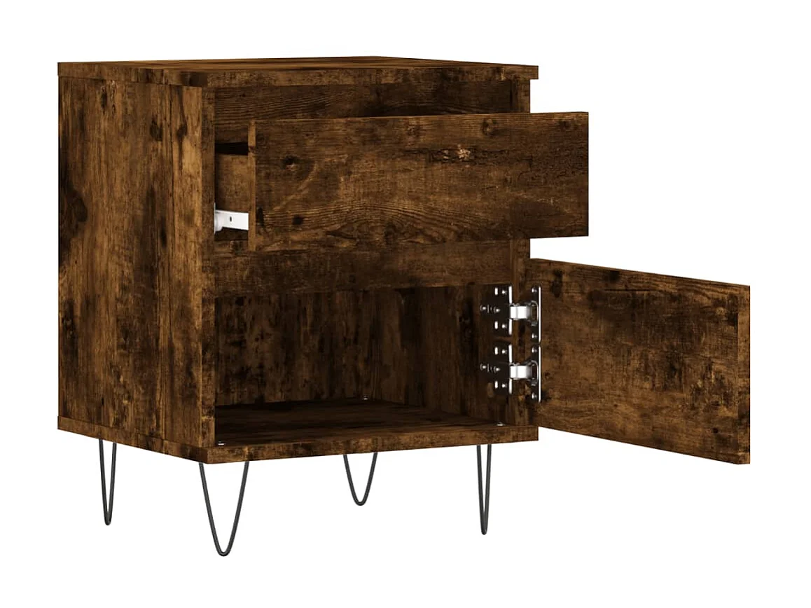 2er-Set Nachttische Nachtschrank Räuchereiche 40x35x50 cm Holzwerkstoff -RN59560