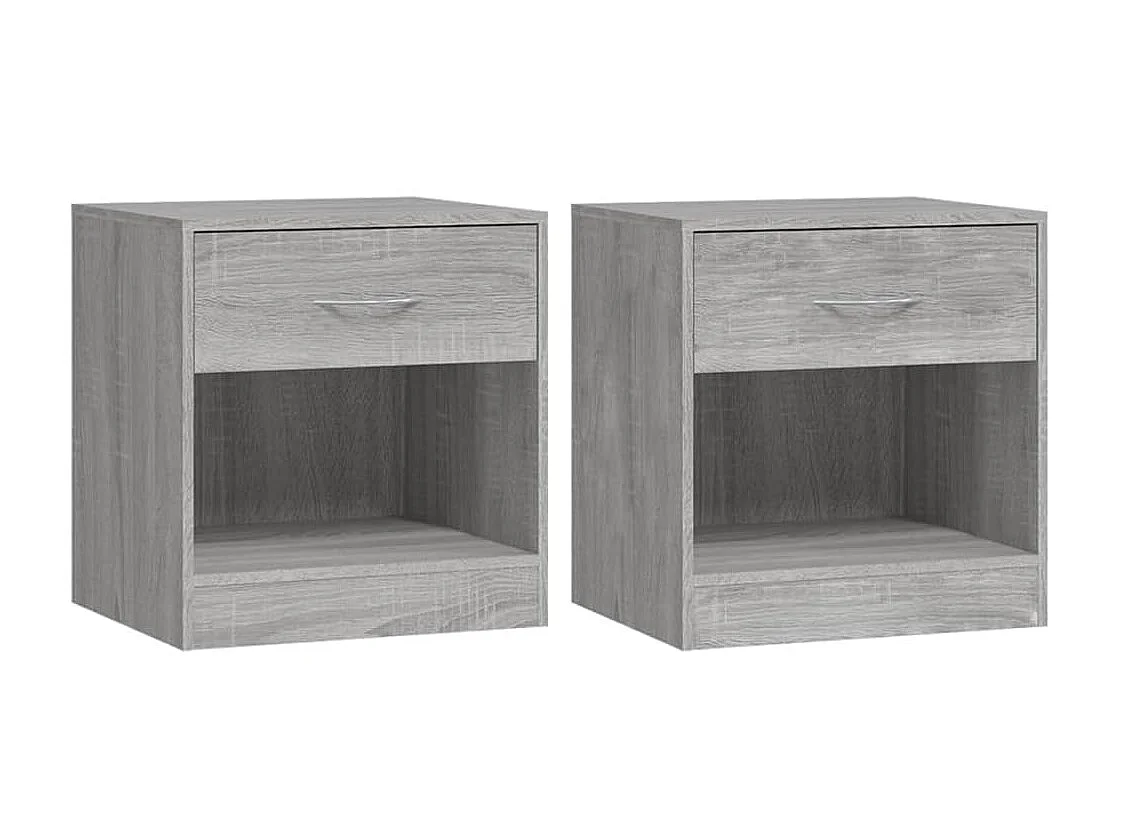2er-Set Nachttische Nachtschrank mit Schublade Grau Sonoma -RN26440