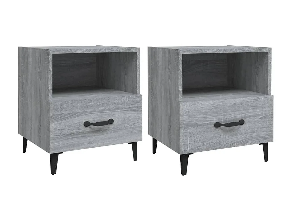 2er-Set Nachttische Nachtschrank Grau Sonoma Holzwerkstoff -RN40166