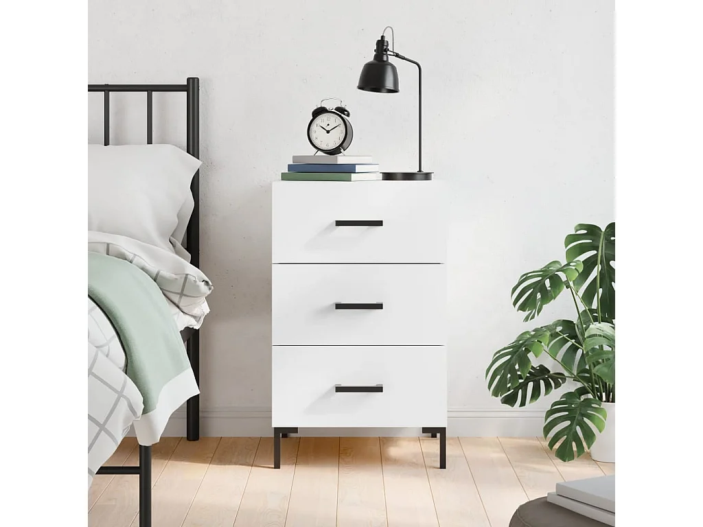 Nachttisch Nachtschrank Weiß 40x40x66 cm Holzwerkstoff -RN85692