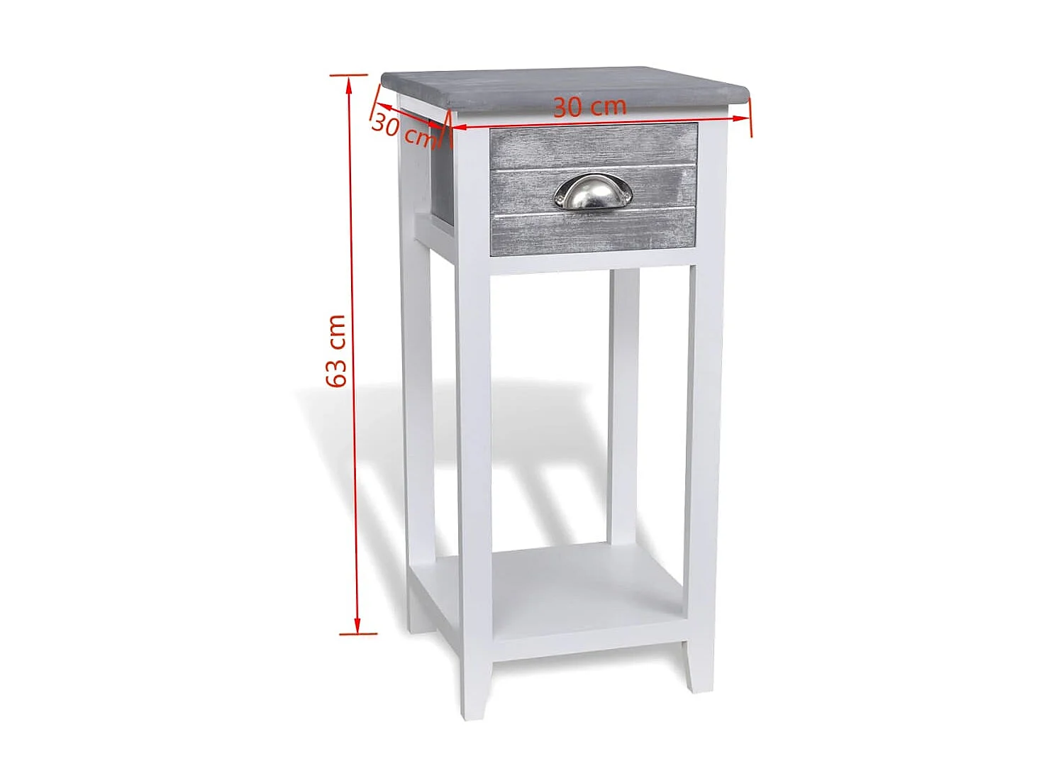 Nachttisch Nachtschrank mit 1 Schublade Grau/Weiß -RN92133