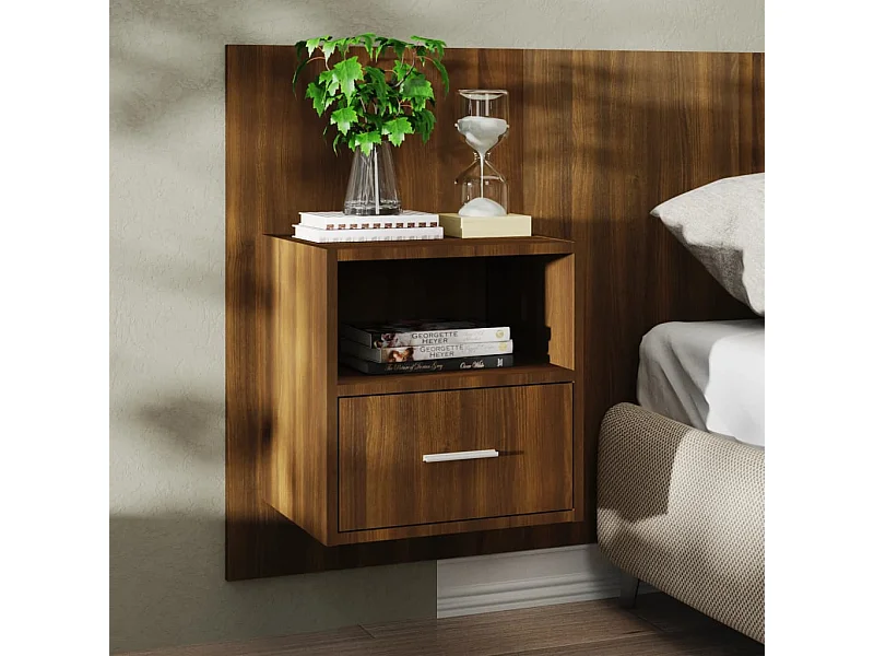 Wand-Nachttisch Nachtschrank Braun Eichen-Optik -RN38053