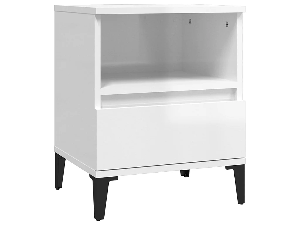 2er-Set Nachttische Nachtschrank Hochglanz-Weiß 40x35x50 cm -RN50101