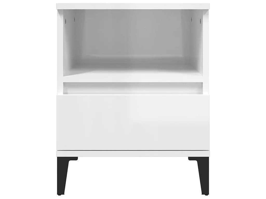 2er-Set Nachttische Nachtschrank Hochglanz-Weiß 40x35x50 cm -RN50101