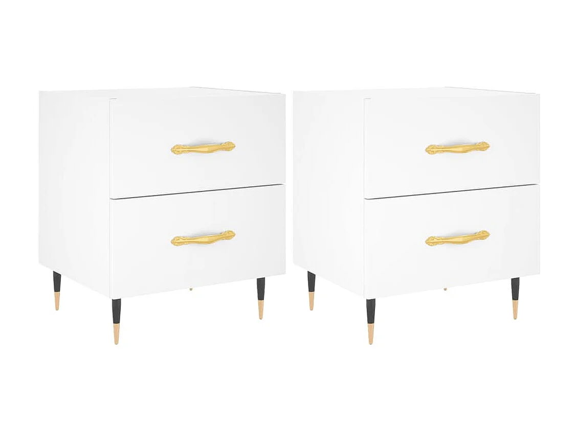 2er-Set Nachttische Nachtschrank Weiß 40x35x47,5 cm Holzwerkstoff -RN81382