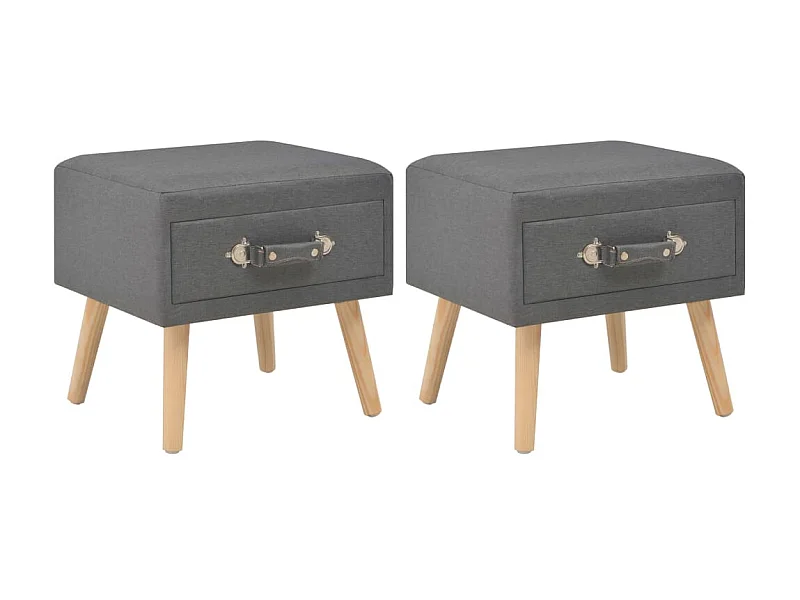 2er-Set Nachttische Nachtschrank Dunkelgrau 40 x 35 x 40 cm Stoff -RN53524
