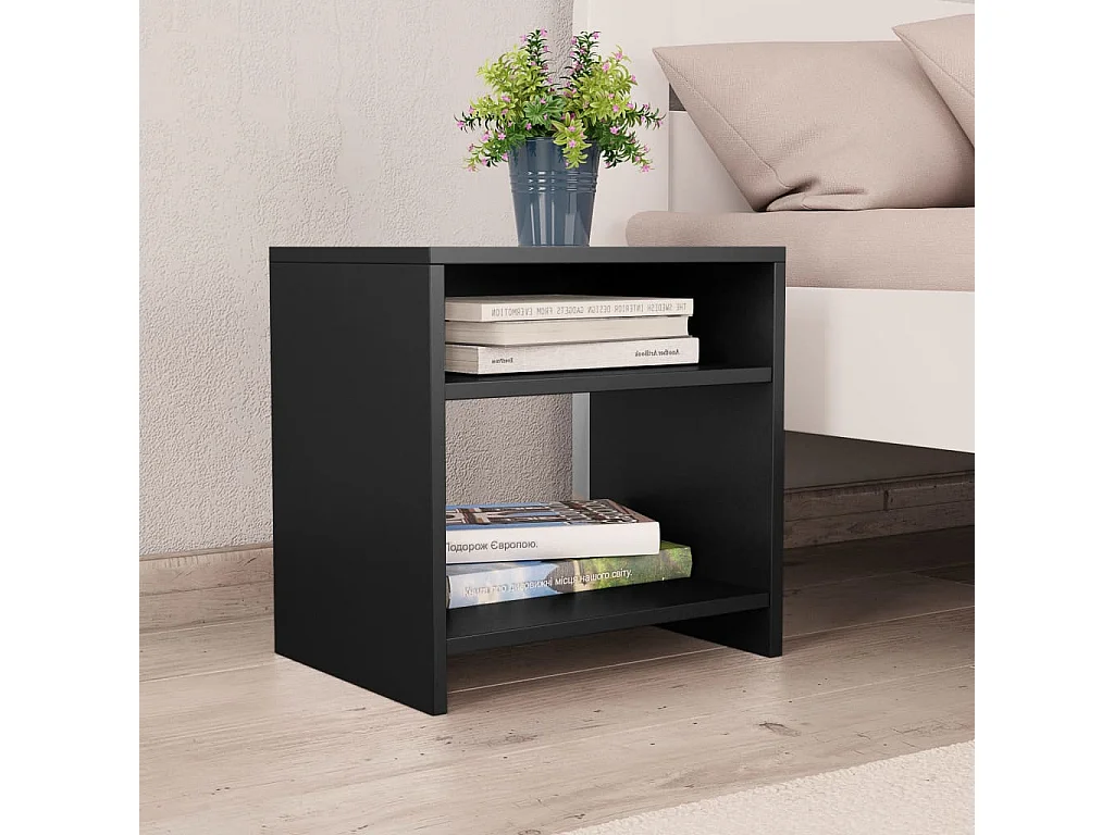 2er-Set Nachttische Nachtschrank Schwarz 40x30x40 cm Holzwerkstoff -RN32780