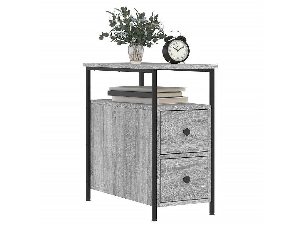 Nachttisch Grau Nachtschrank Sonoma-Eiche 30x60x60 cm Holzwerkstoff -RN23833