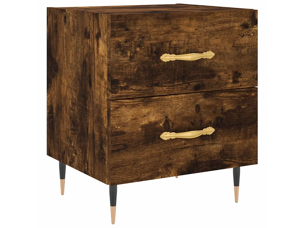 2er-Set Nachttische Nachtschrank Räuchereiche 40x35x47,5 cm Holzwerkstoff -RN33580