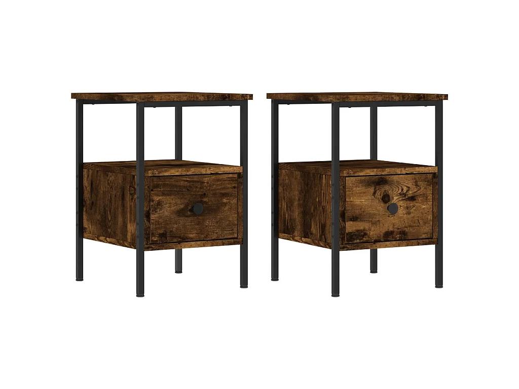 2er-Set Nachttische Nachtschrank Räuchereiche 34x36x50 cm Holzwerkstoff -RN69235